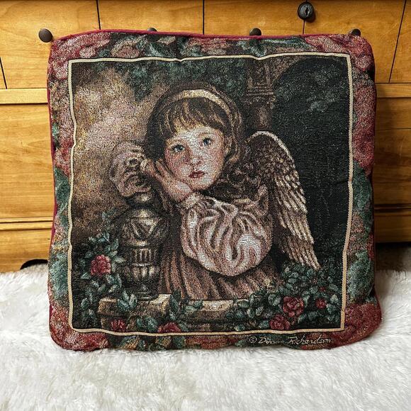 Donna Richardson Angel Design Tapestry Throw Pillow 17x17” - Picture 1 of 6